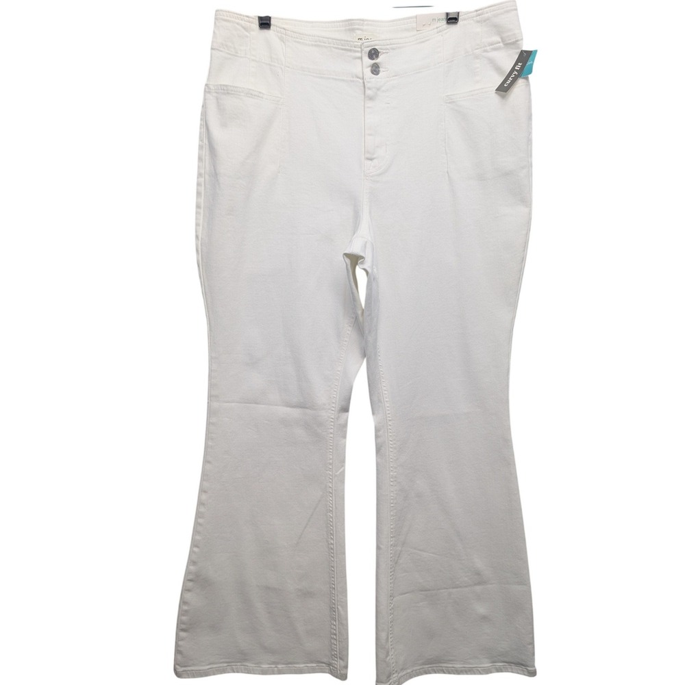 NWT Maurices M‎ Jeans Women 16W Short White Curvy High Rise Flare Super Stretch